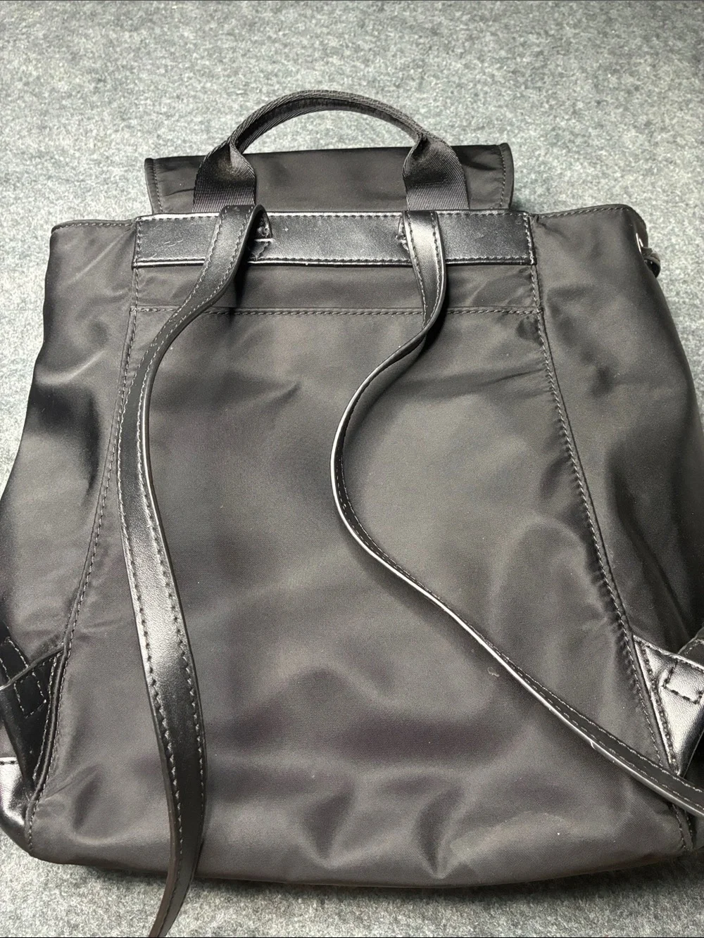 Michael Kors Quinn Black Nylon Backpack Leather Trim Luxury Bookbag